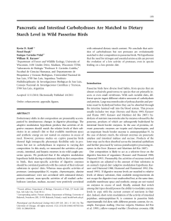 Pancreatic and Intestinal Carbohydrases Are - BIOL