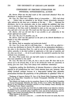 Censorship of Obscene Literature by Informal Governmental Action