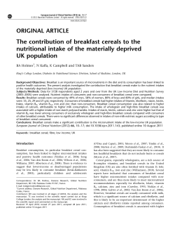 The contribution of breakfast cereals to the nutritional intake