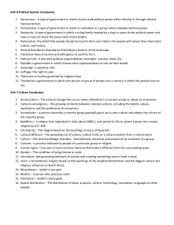 Unit 6 Political System Vocabulary 1. Democracy – A type of