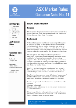 ASX Market Rules Guidance Note 11 &ndash; Client Order Priority