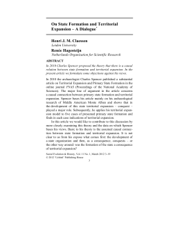On State Formation and Territorial Expansion &ndash; A Dialogue*