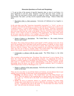 1 Discussion Questions on Words and Morphology 1. To get an idea