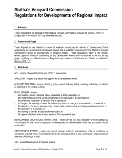 DRI Regulations - Martha`s Vineyard Commission