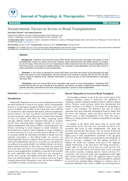Socioeconomic Factors in Access to Renal Transplantation