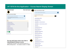 AY 15/16 On-line Application &ndash; Course Search Display Screen