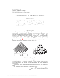 A GENERALIZATION OF MACMAHON`S FORMULA 1. Introduction