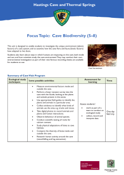 Cave Biodiversity - Tasmania Parks and Wildlife Service