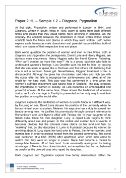 Paper 2 HL &ndash; Sample 1.2 &ndash; Disgrace, Pygmalion
