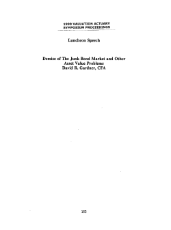 Demise of The Junk Bond Market and Other Asset Value Problems