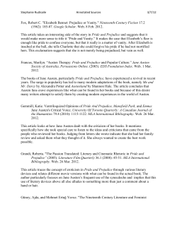 Fox, Robert C. "Elizabeth Bennet: Prejudice or Vanity." Nineteenth