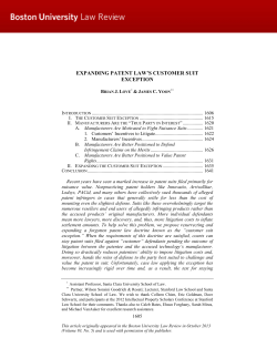 expanding patent law`s customer suit exception
