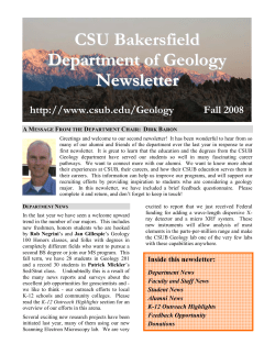 CSU Bakersfield Department of Geology Newsletter