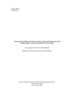 The Role of the USSR Security Services in the Creation and