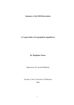 Summary of the PhD Dissertation A Corpus Study of