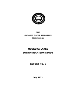 Muskoka Lakes Eutrophication Study: Report No
