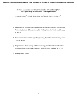 1 De Novo Appearance and &ldquo;Strain&rdquo; Formation of Yeast Prion [PSI
