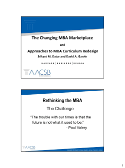 Rethinking the MBA - Harvard Business School