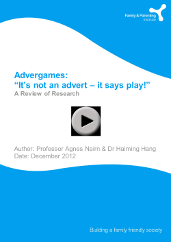Advergames: &ldquo;It`s not an advert &ndash; it says play!&rdquo;