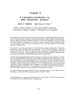 A Laboratory Introduction to DNA Restriction Analysis