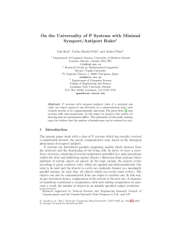 LNCS 2950 - On the Universality of P Systems with Minimal Symport