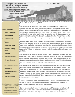 Inside this issue: Risingsun First Church of God 7968 U.S. 23