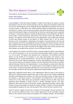 The First Queen`s Counsel - Francis Bacon Research Trust