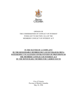 OPINION OF THE COMMISSIONER OF CONFLICT OF INTEREST