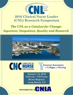 2016 Clinical Nurse Leader (CNL) Research Symposium