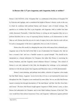 Is Horace Ode 1.37 pro-Augustan, anti-Augustan, both
