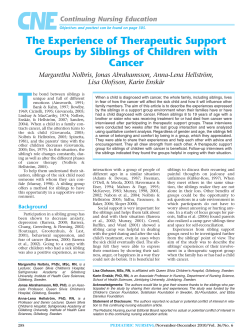 The Experience of Therapeutic Support Groups by Siblings of