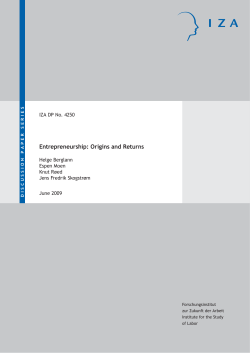 Entrepreneurship: Origins and Returns