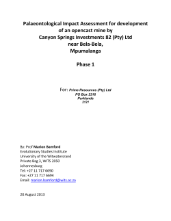 Palaeontological Impact Assessment for development of an