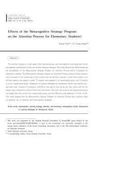 Effects of the Metacognitive Strategy Program on the - S