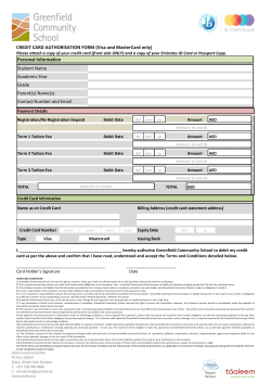 CREDIT CARD AUTHORISATION FORM