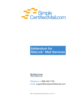 Addendum for SiteLinkTM Mail Services