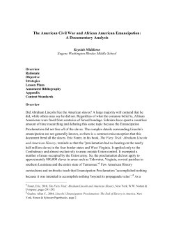 The American Civil War and African American Emancipation: A