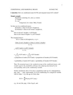 1 CONDITIONAL AND MARGINAL MEANS M 384G/374G I