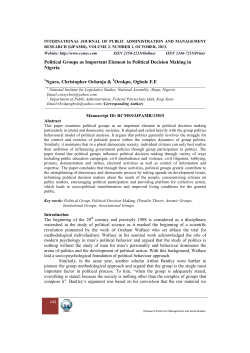 Political Groups as Important Element in Political Decision Making in