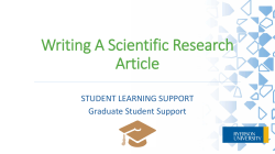 Writing A Scientific Research Article