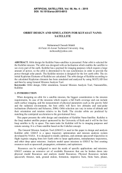 orbit design and simulation for kufasat nano- satellite