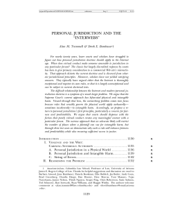 personal jurisdiction and the &ldquo;interwebs&rdquo;