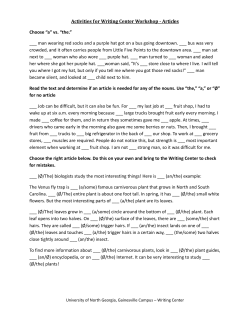 Activities for Writing Center Workshop - Articles Choose &ldquo;a&rdquo; vs.