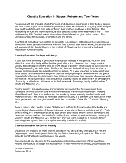 Chastity Education in Stages: Puberty and Teen Years