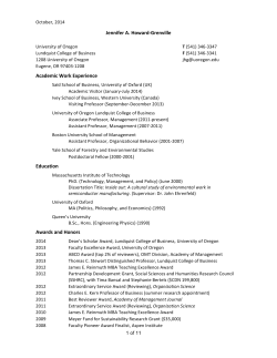 Jennifer A. Howard-‐Grenville Academic Work Experience