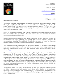 Dear friends and supporters, The Galileo Movement is disappointed