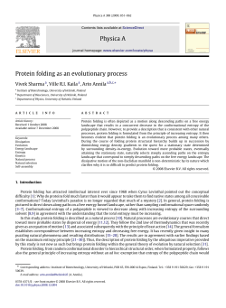 Physica A Protein folding as an evolutionary process