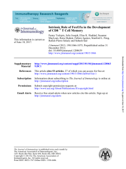 T Cell Memory + of CD8 Intrinsic Role of FoxO3a in the Development