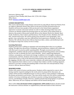 21:512:233 AFRICAN AMERICAN HISTORY I SPRING 2015