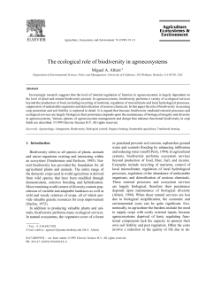 The ecological role of biodiversity in agroecosystems